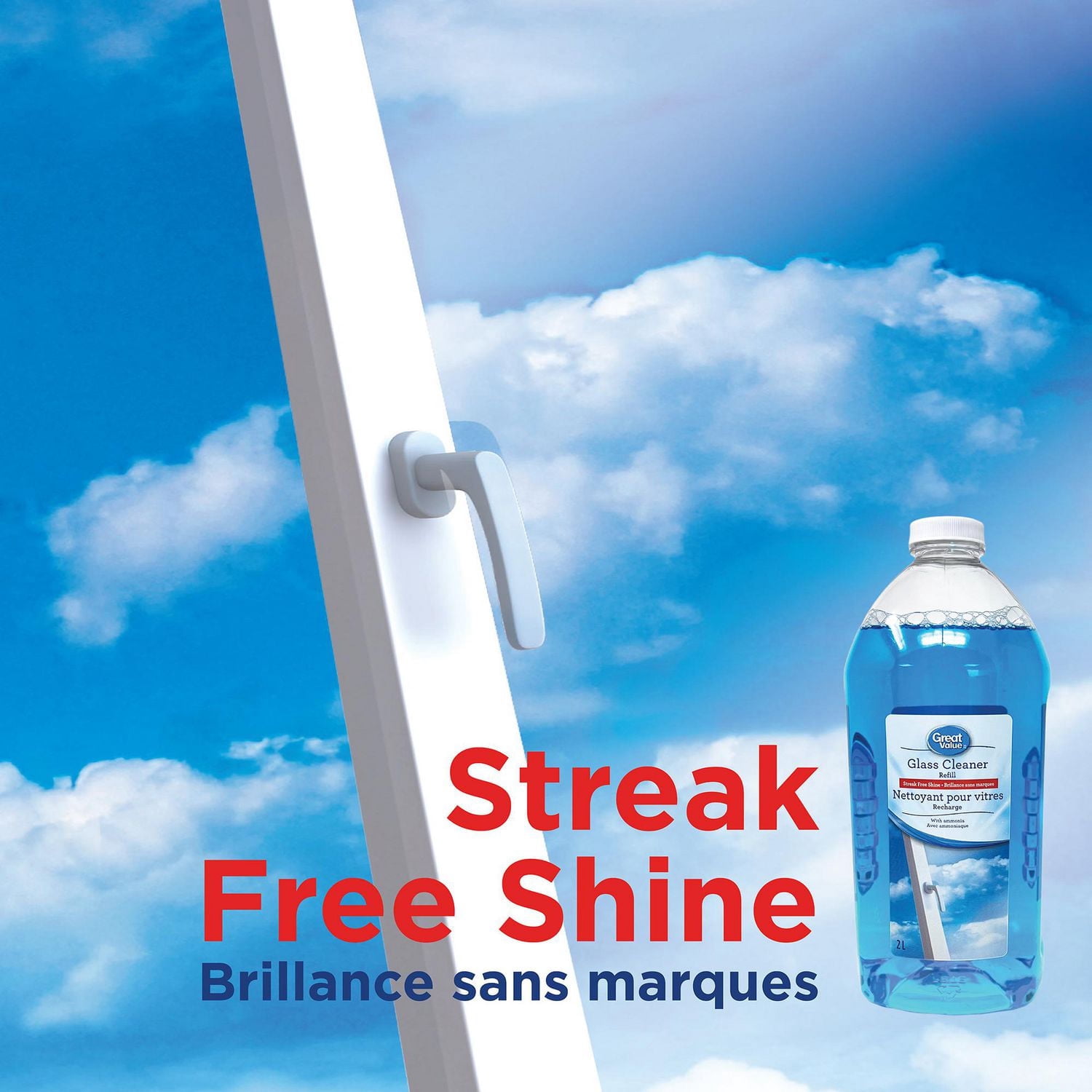 Great Value Nettoyant pour Vitres Recharge, 2L