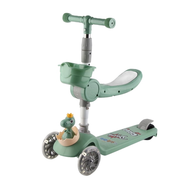 Trottinette à Pousser, Trottinette Pliante 3 en 1 à Hauteur Réglable, Trottinette à 3 Roues avec Roue Lumineuse pour Garçons Filles