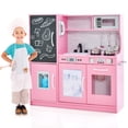 thumbnail image 1 of Costway Kid's Pretend Play Kitchen Toddler Kitchen Playset with Blackboard Pink, 1 of 10