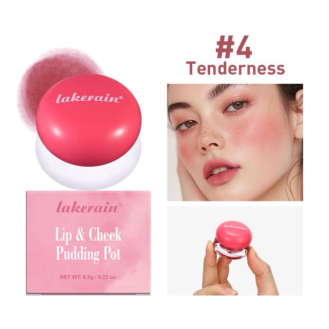 Lakerain Blush Pudding Semblable à une Pomme de Terre Blush Mat pour Lèvres et Joues Double Usage Rouge Blush Crème