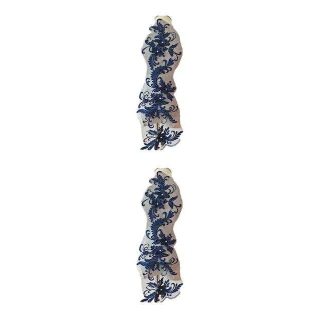 Transemion Unique And Beautiful Dresses With Lace Applique Decoration For Costumes Wavy blue 2Set