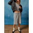 thumbnail image 3 of Faithtur T-shirt Femme Manches Longues Col Rond Uni/rayures Ajusté Automne Mode Urbaine, 3 of 6