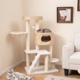 thumbnail image 2 of Gymax Modern Cat Tower w/ Cattail Fluff Condo & Top Perch Sisal Scratching Posts, 2 of 10
