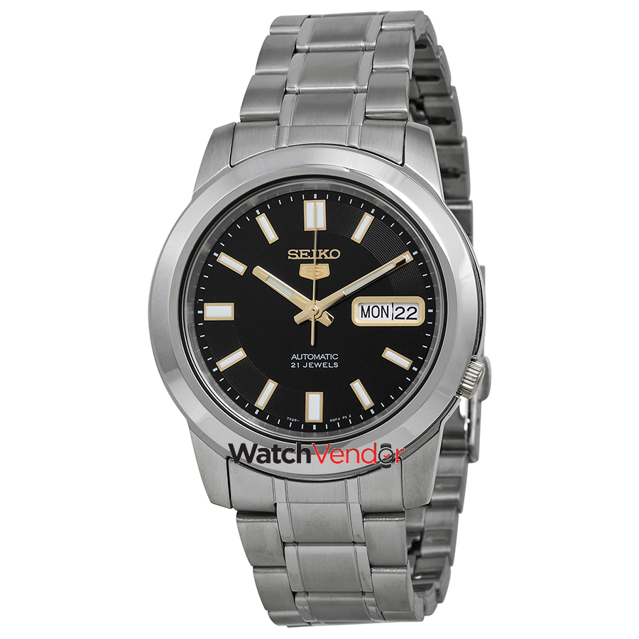 Seiko 5 Automatic Stainless Steel Black Dial Men's Watch SNKK17
