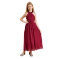 thumbnail image 1 of renvena Robe de Demoiselle d'Honneur pour Filles, Robe de Fête Sans Manches en Chiffon, Bourgogne 8, 1 of 7