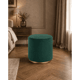thumbnail image 4 of K-Living Round Ottoman With Stainless Steel Gold Base In Green Suede, 4 of 6