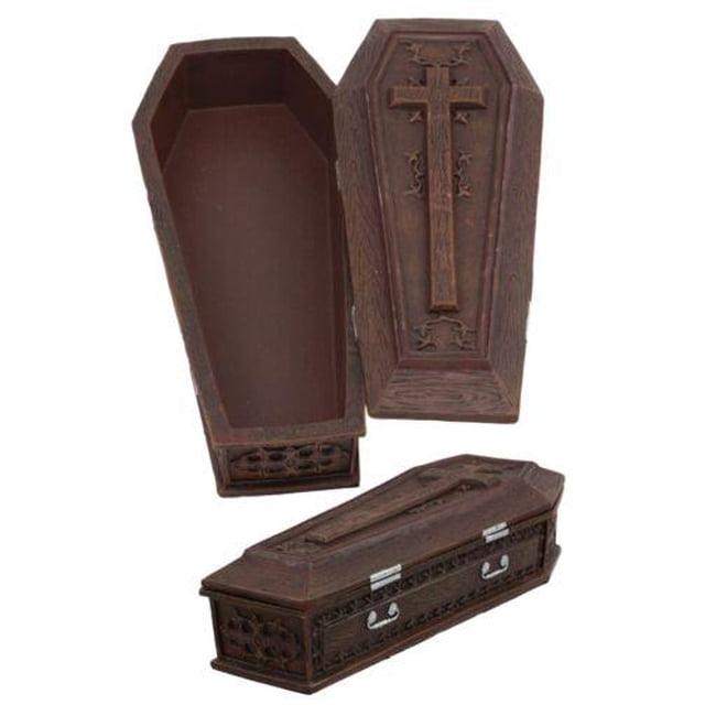 Vampire Dracula Coffin Jewelry Box Rest In Peace Casket Trinket Box Figurine 8"L