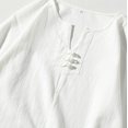 thumbnail image 4 of Two Piece Pants Sets Mens Two Piece Solid Cotton Linen 3/4 Sleeve V Neck Tops and Shorts Set, 4 of 10