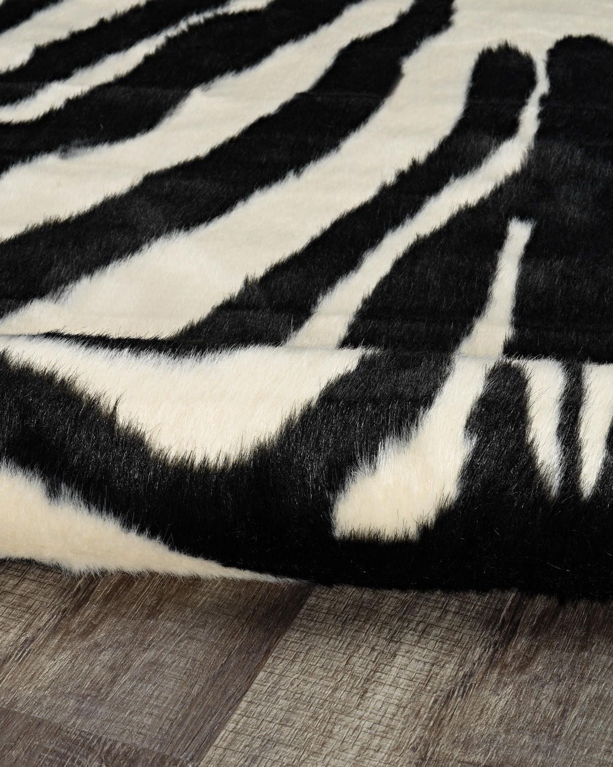 Faux Cowhide Rug, Ivory & Black Zebra Print