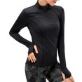 thumbnail image 1 of Graflsoa Haut de Yoga Haute Performance pour Femmes - Évacuation de l'Humidité, Extensible, Ajusté, Col Montant Manches Longues avec Fermeture Éclair pour Course & Entraînement Physique, Taille Européenne Noir TG (12521), 1 of 6