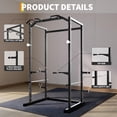 thumbnail image 2 of GloryStar Heavy Duty Squat Rack Power Cage for Home Gym, 1100 LB Capacity Power Rack Features Pull-Up Bar, Dip Bars, Adjustable Safety Spotters, J-Hooks, and Built-in Plate Storage, 2 of 8