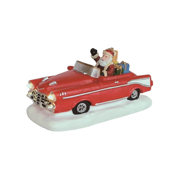 Figurine décorative de village de Noël « Joyride du Père Noël lumineux », multicolore, 7 cm de haut, collection Village de Noël, par Holiday Time