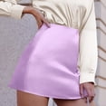 thumbnail image 2 of Jupe Trapèze Mini pour Femme Taille Haute Ruban Satinée Doublée avec Fermeture Éclair Élégante Extensible Confortable Fluide Fête Tenue Décontractée, 2 of 4