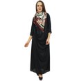 thumbnail image 3 of Bimba Robe Longue Noire à Col Bénitier pour Femme de Designer avec Foulard à Franges Imprimé - 24, 3 of 5