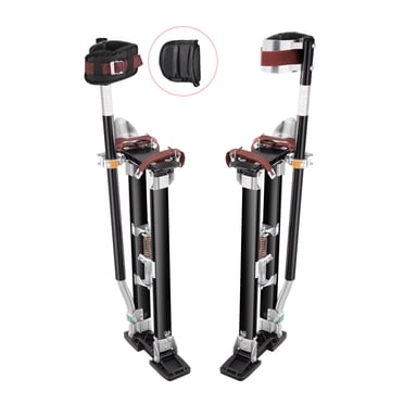 VEVOR Pilots de Cloison Sèche, Pilots d'Outil en Aluminium Réglables 24 Pieds'-40 Pieds', avec Genouillères de Protection, Pilots de Travail Durables et Antidérapants pour Peinture sur Tôle, Marche, Rubanage, Noir