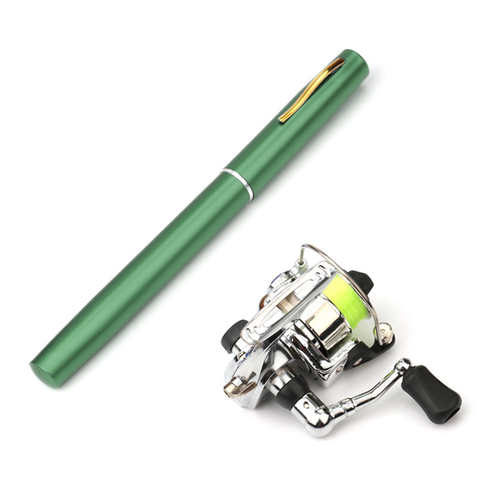 Yeacher Pocket Collapsible Fishing Rod Reel Combo Mini Pen Fishing Pole Kit Telescopic Fishing Rod Spinning Reel Combo Kit