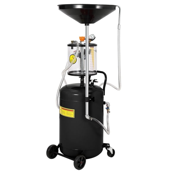 Yiwa Portable 20 Gallon Oil Drain Tank, Air Operated Oil Drainer with Measuring Cup, Adjustable Funnel, and Mobility for Garage Use