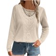 thumbnail image 1 of Penkiiy Chandails pour Femmes 2024 Col Rond Mignon Élégant Doux Manches Longues Creux Tricot Torsadé Pull L Jaune, 1 of 7