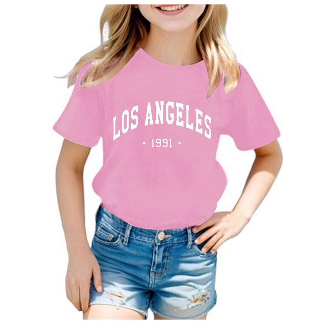 Kcodviy Chemises pour Ados Enfants Pyjamas Filles Âge 12 Garçons Filles Décontracté Col Ras du Cou Chemise Enfants Manches Longues Col Manches Courtes Lettre Tout-Petit T-Shirts Hauts