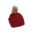 thumbnail image 2 of Gravity Threads Tuque à Pompons en Tricot Torsadé en Fausse Fourrure, Rouge, 2 of 2