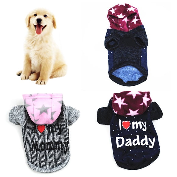 Pet Dog Puppy I Love Daddy Mommy Hoodie Clothes Costume Jacket Coat Apparel