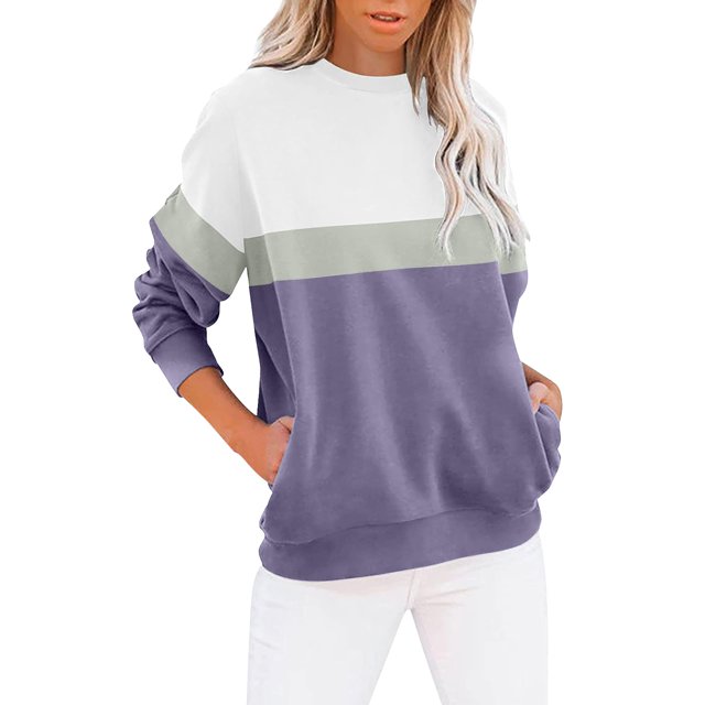 Pxiakgy Tenues d'Automne pour Femmes 2024 Chandail en Molleton Col Rond Manches Longues Décontracté Léger Ample Taille : S-2TG