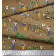 thumbnail image 3 of Soimoi Polyester Crepe Fabric Tropical Leaves,Leopard & Girl Scene Printed Craft Fabric by The Yard 52 Inch Wide, 3 of 3
