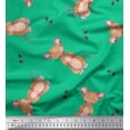 thumbnail image 1 of Soimoi Green Poly Georgette Fabric Footprints & Mouse Kids Printed Fabric 1 Yard 42 Inch Wide, 1 of 5