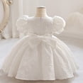 thumbnail image 3 of Robes pour Filles Robes de Demoiselle d'Honneur pour Bébés Filles Robes de Fête Robe de Concours à Manches Bouffantes avec Nœud Papillon, 3 of 4