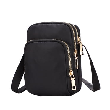 Crossbody Bags for Women Crossbody Purse Shoulder Bag Cross Body Bag Women Nylon, Ladies Purse Mini 3 Layer Zipper Shoulder Wallet Bag Cross Body Bag Purses for Women Small