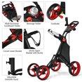 thumbnail image 2 of Goplus Folding 4 Wheels Golf Push Cart W/Bag Scoreboard Adjustable Handle Red, 2 of 10