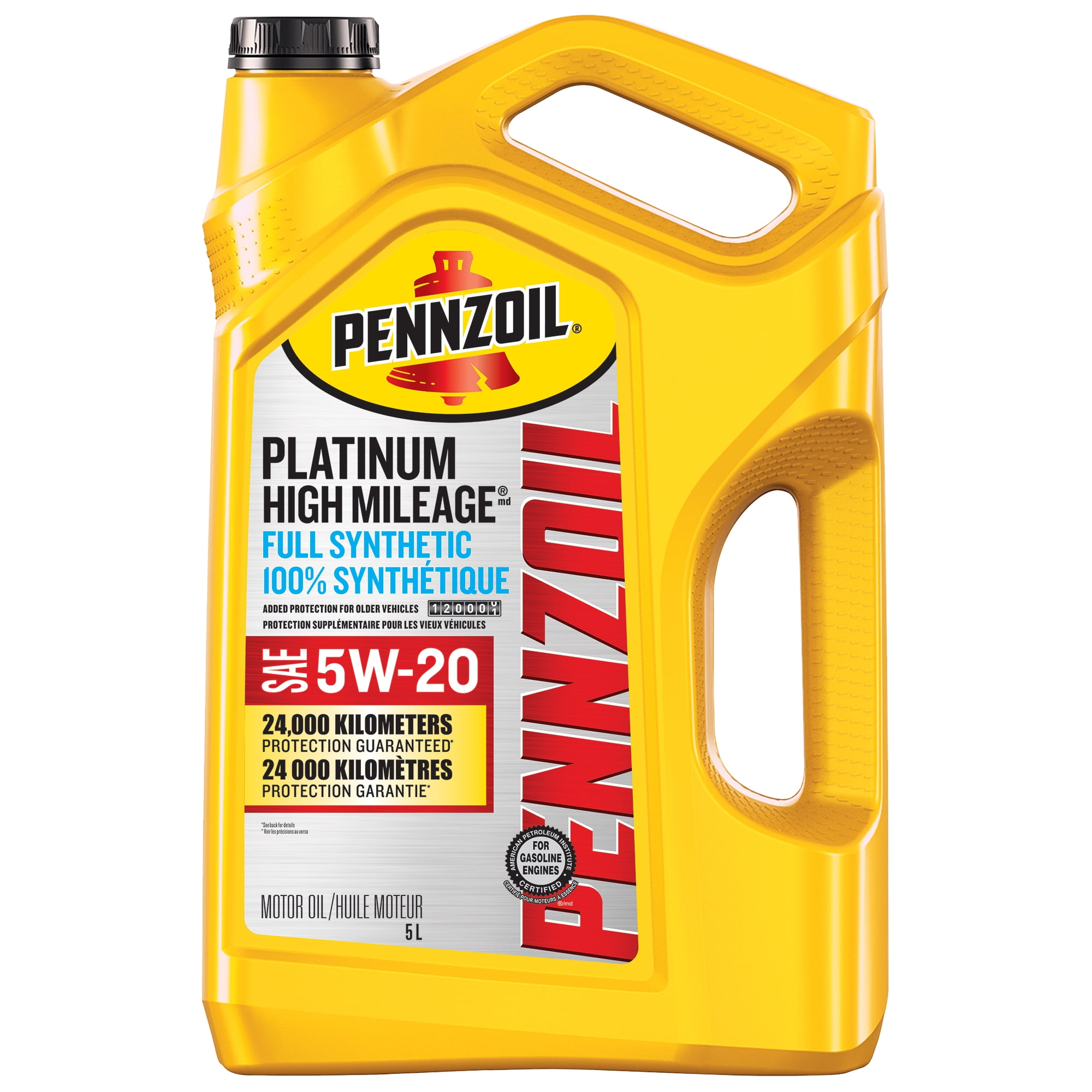 Pennzoil Platinum High Mileage Full Synthetic 5W-20 Gasoline Engine Oil, 5 Litre