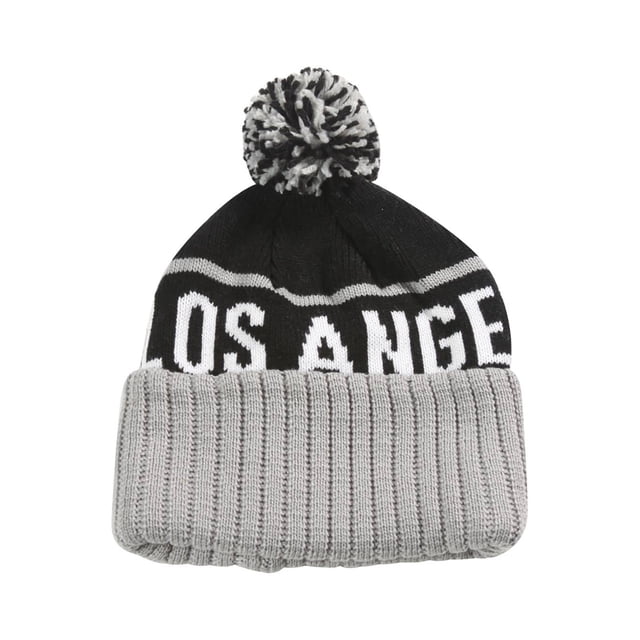 City Caps Bonnet 2 Tons avec Pompons - Los Angeles - Noir/gris