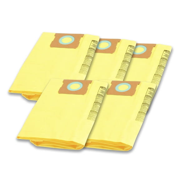 Shop-Vac 9067366 High Efficiency Disposable Collection Vacuum Filter Bags Fits 15-22 Gallon Tanks Yellow 5 Pack