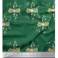 thumbnail image 1 of Soimoi Green Silk Fabric Square & Leaves Print Sewing Fabric Yard 44 Inch Wide, 1 of 3