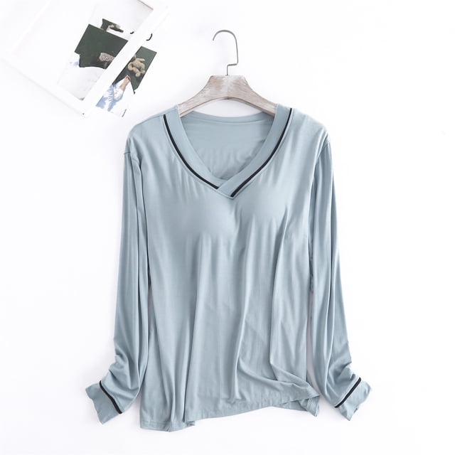 Kelon Vêtements de Nuit pour Femmes en Solde Haut en Modal pour Femmes T-Shirt de Sommeil à Manches Longues pour Femmes Couche de Base Chandails Extensibles Col Haut de Pyjama
