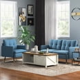 thumbnail image 2 of HOMCOM Loveseat Sofa for Bedroom, Modern Small Space Furniture with Button Tufting, Upholstered, Kids, Dark Blue, 2 of 10