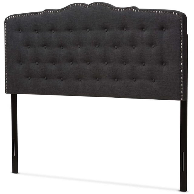Baxton Studio Lucy Fabric Tufted Queen Headboard in Dark Gray