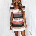 thumbnail image 2 of yoeyez Robes d'Été pour Femmes Robes d'Été Courtes pour Femmes 2024 Robe Mini à Imprimé Rayé Robes T-Shirt Sans Manches Robe Décontractée de Plage Prime Offres d'Accès Anticipé pour Prime, 2 of 5