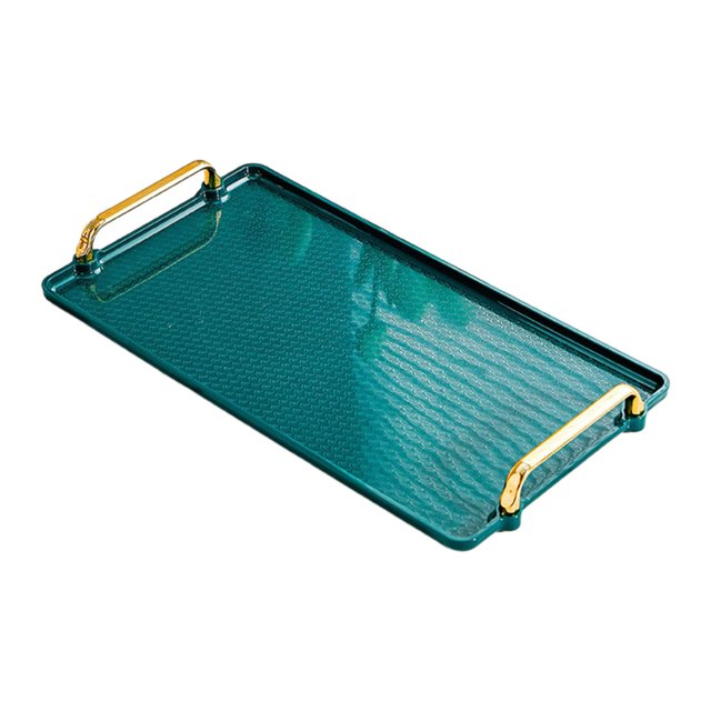 veasfak Serving Tray with Handle Storage Organizer Coffee Table Tea Tray Vanity Tray green large