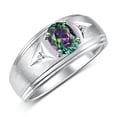 thumbnail image 3 of RYLOS Men's Rings Sterling Silver Classic 8X6MM Oval Gemstone &  Diamond Ring Alexandrite June Birthstone Rings For Man Silver Rings Size 11, 3 of 7
