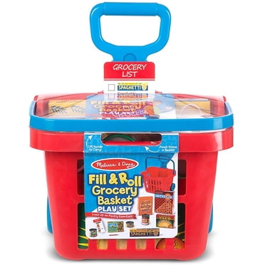 Melissa & Doug Ensemble de Jeu Panier d'Épicerie à Remplir et Rouler (Aliments de Jeu, Construction Durable, 11 Pcs, 55,88 cm H x 26 cm L x 29,84 cm L)
