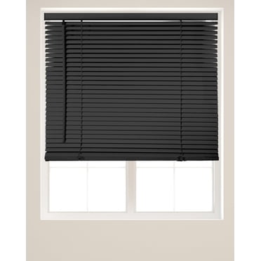 Cordless Vinyl Window Blinds, Horizontal Mini Slats for Privacy and Light Filtering, Black