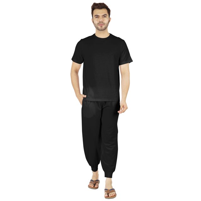 Inkmeso Ensemble de Pyjama Uni pour Hommes, Manches Courtes, Vêtement de Nuit à Col Rond, Ensemble de Pj