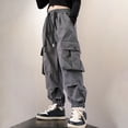 thumbnail image 2 of Spring Saving! HVOBTTY Kid's Long Straight Leg Cargo Pants, Children's Pants Spring Product Solid Color Work Pants with Multiple Pockets Loose Pants for Boys and Gray, 13 Years, 2 of 4