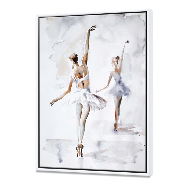 watercolors Ballerinas Dance II - French Country Framed Canvas
