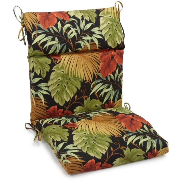 Coussin de Chaise Carré d'Extérieur à Motif en Polyester Filé de 18 Po sur 38 Po, Tropique Raven