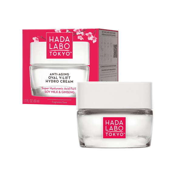 Hada Labo Tokyo Crème Hydro Anti-Âge Oval V-Lift – Hydratant avec Acide Hyaluronique Super, Lait de Soya et Ginseng pour Raffermir et Hydrater