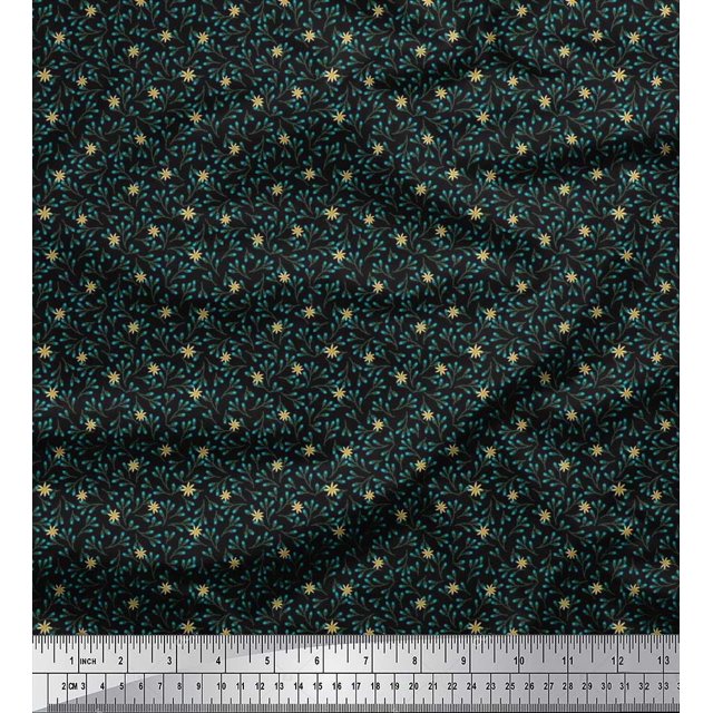 Soimoi Poly Georgette Fabric Flower Artistic Print Sewing Fabric Yard 52 Inch Wide
