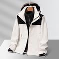thumbnail image 2 of Sentmoon Two Piece Sets Winter Jacket and Tops Solid Color Long Sleeve Hooded Neck Men's Winter Coat Oversized Keep Warm Zipper Windbreaker Fall Clothes with Pockets for Climbing and Hiking, 2 of 9